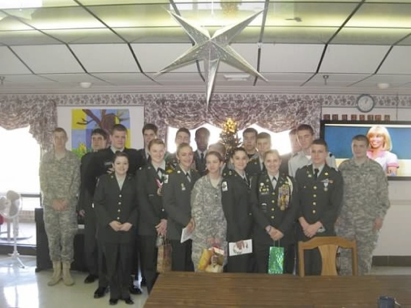 Shown at their holiday visit to Harbor Healthcare are Cape JROTC cadets in back (l-r) Josh Steiner, Josh Betts, Teague Elliott, Colby Garbutt, Jack Ragone, Sylvester Lovett, Austin Kitchen (obscured), Joe Torres, Nick Swiderski, Eric Miller and Alex Dominick. In front are Kristina Grasch, Tori Handlin, Lexi Atsidis, Katelyn Schneider, Breanna Batter, Allie Mueller, Zach Mueller and Austin Hughes. Not pictured are cadets Carlissa Friend, Dean Hysock and Olivia Baratto. SOURCE SUBMITTED