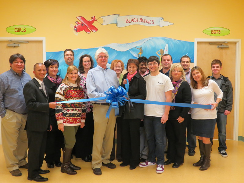 At the Beach Babies Child Care Beach Buddies School Age ribbon cutting are in back (l-r) Roger Gross, Merestone Consultants; Gina Ling, Beach Babies Lewes; Romaine Embrey, Beach Buddies; Molly White, Beach Babies Rehoboth; Frank Payton, Techno-Goober; Chad Lane, Techno-Goober; and Nate Bradshaw,Techno-Goober. In front are Freddy Bada, Moonlight Architect; Ritchie Francia, Fulton Bank, Bobbi Engel,Techno-Goober; Michele Gross, Beach Buddies; Tom Toner, owner; Debbie Toner, owner; Sean Toner, Fogarty Construction; Debbie Floyd, Beach Buddies; and Patty Burkentine, chamber. SOURCE SUBMITTED