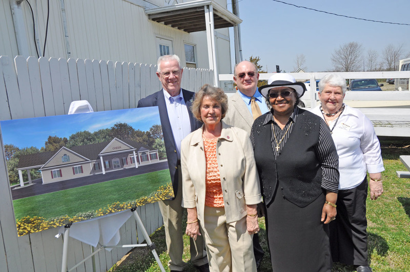 CHEER Center officials unveiled plans for a new activities building on Route 16 east of Milton. Shown in front are (l-r) CHEER Executive Director Arlene S. Littleton and Board President Bishop Grace R. Batten. In back are Rep. Harvey Kenton, R-Milford, CHEER Deputy Director Ken Bock and board member Pat Rust. BY NICK ROTH