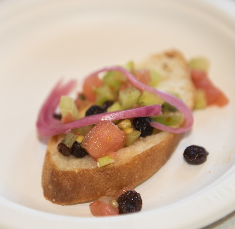 Milford's Abbott's Grill chef Paul Gallo and sous chef Joe Bekeshka created a watermelon, vegetable bruchetta. BY DENY HOWETH