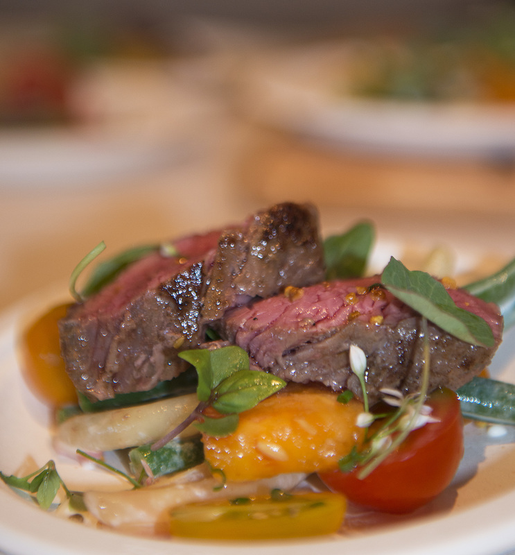Hari Cameron, owner of (aMuse.) created a dish with Zitvogel Farms grass-fed angus beef and DFH red andwhite beer. BY DENY HOWETH