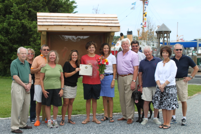 Shown at the presentation ceremony are (l-r) Joe Stewart, Greater Lewes Foundation chair; Carol Richardson, City of Lewes projects officer; Friends board members John Ballato, Georgia Tugend and Stephanie Boright; Will Pedigo; Dr. Andrea Richter; Ted Becker, City of Lewes councilman and deputy mayor; Jack Richter, with canine construction companion Sam; Friends board member Peter Issel; Ellen Lorraine McCabe, City of Lewes financial officer; and Pres Lee, ex officio Friends board member and City of Lewes Parks and Recreation Commission member. SOURCE SUBMITTED