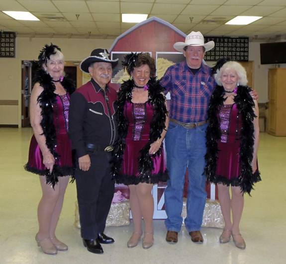 The Tapsations and Rich Foti performed their Country Western Show for AARP Chapter 4903 Nov. 20 at the American Legion Post 28 in Long Neck. Shown (l-r) are Josie Schroeder; Rich Foti, soloist and master of ceremonies; Sharon Kreitzer; AARP Chapter 4903 Immediate Past President John Ballantyne; and Joyce Fitch. SOURCE SUBMITTED