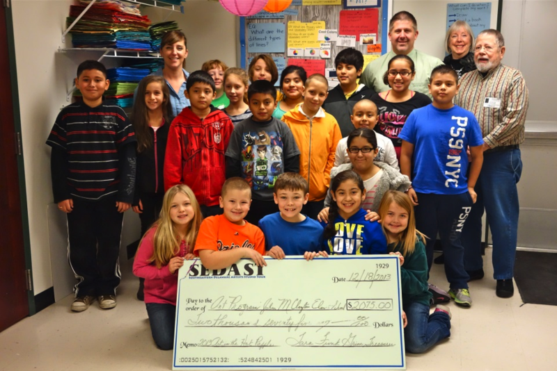 Shown at the SEDAST check presentation in back are (l-r) Marci Ginsberg, Clifton Toomey, Nathan Bunting, Amy Garcia Perez, Francisco Herrara Hernandez, Mathew Keller, Jeanne Mueller, and Tom Frey. In middle are David Arrieta, Vasillia Diakos, Alejandro Loyo, Sasha Kneller, Ronaldo Chilel, Kage Hudson, Oruzito Bautista, Jazmyn Demby, Sergio Paradas. In front are Caylee Schmidt, Tayden Kelly, Derek Jones, Vivian Sominguez, Marilu Alverez, and McKenzie Baker. SOURCE SUBMITTED