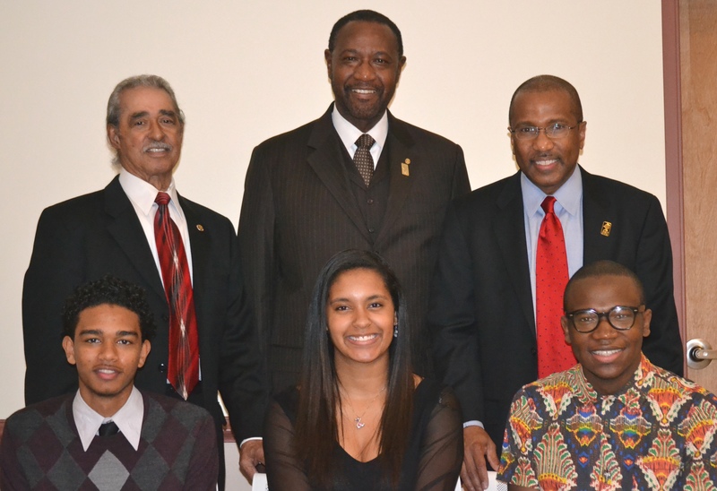 At the alumni dinner are in back (l-r) Robert G. Draine Sr., president, Sussex County Chapter DSUAA; Dr. Bernard Chase, president, Delaware State University Alumni Association; and Dr. Harry L. Williams, president, DSU. In front are 2013 scholarship recipients Mark Jackson, Alexis Maull and Kyle Maull. SOURCE SUBMITTED