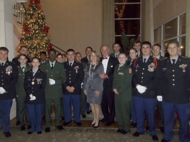 Cape Henlopen JROTC cadets lend their support to the Help Harry Halt Hunger benefit Dec. 14. Pictured are (l-r) cadets Ross Hicks, Eric Miller, Breanna Batter, Katelyn Schneider, Jade Jefferson, Josh Willis, Jessica Ennis, James Albertella, Maria Vasquez, Dominique Tusso, Martha Carper, U.S. Sen. Thomas Carper, Charles Kloetzi, Samantha Franklin, Jennifer Stirrup, Michael Schrock, Josh Betts, Colin Mattia, and Zachery Harris. SOURCE SUBMITTED