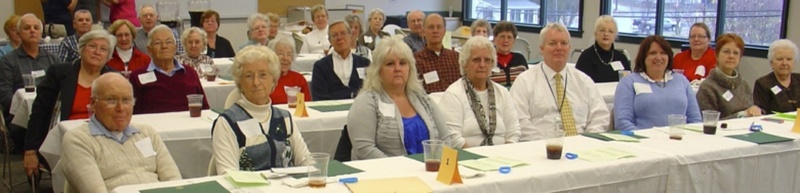 Members of the Downstate Delaware Genealogical Society celebrate the completion of five volumes of "Tombstones of Sussex County, Delaware." Shown in back are (l-r) Romona Vickers, Hobby Isaacs, Jim Messick, Ann Messick, Grace Lowe, Sally Williams and Pat Palmisano; in third row, Bob Markiewicz, Cheryl Markiewicz, Charlotte Holloway, Mary Ann Stumpf, Sandy Wood, Don McClyment and Neva McClary; in second row, Peg Walz, Roland Beebe, Mildred Weidmann, Don Weidmann, Leon Brittingham, Marilyn Brittingham, Helen Evan and Wynne VonSaspe. In front are Ronnie Folke, Thelma Folke, Karen Murphy, Isabel Rifenburg, Tom Summers, Donna Josefowski, Donna Neibert and Edna Neibert. SOURCE SUBMITTED