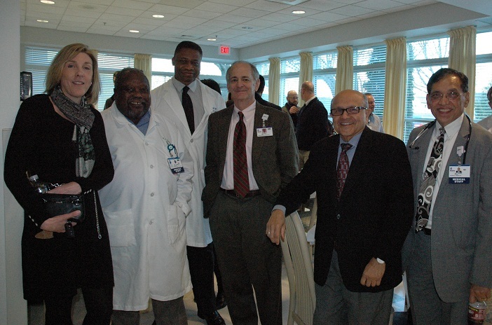 Beebe Healthcare recognized its doctors during a celebration Thursday, March 20 in Lewes. Shown during the event are (l-r) Catherine DeLuca, MD, of Mid-Atlantic Family Practice; Ray Kuretu, MD, Beebe cardiac surgeon; Nnamdi Azie, MD, Beebe cardiac and vascular surgeon; Jeffrey M. Fried, FACHE, President and CEO of Beebe Healthcare; Bhaskar Palekar, MD, of Beebe Internal Medicine in Lewes; and Pravin Gohel, MD, of Delaware Cardiovascular Associates. SOURCE SUBMITTED