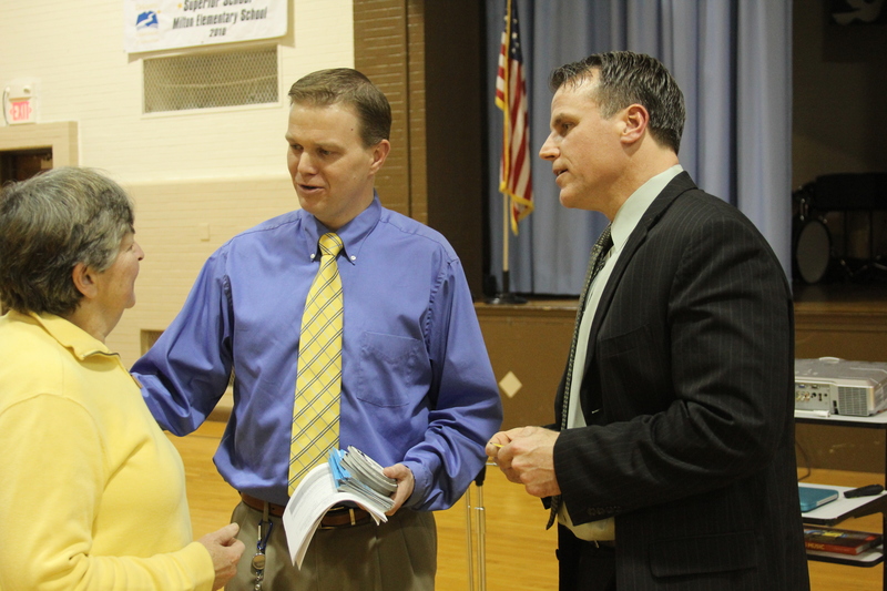 Cape Henlopen School District voters can go to the polls 10 a.m. to 8 p.m. Wednesday, April 2, regarding a new elementary school. Discussing the upcoming referendum pictured are (l-r) school board Vice President Roni Posner, Director of Administrative Services Brian Bassett and Superintendent Robert Fulton. SOURCE FILE