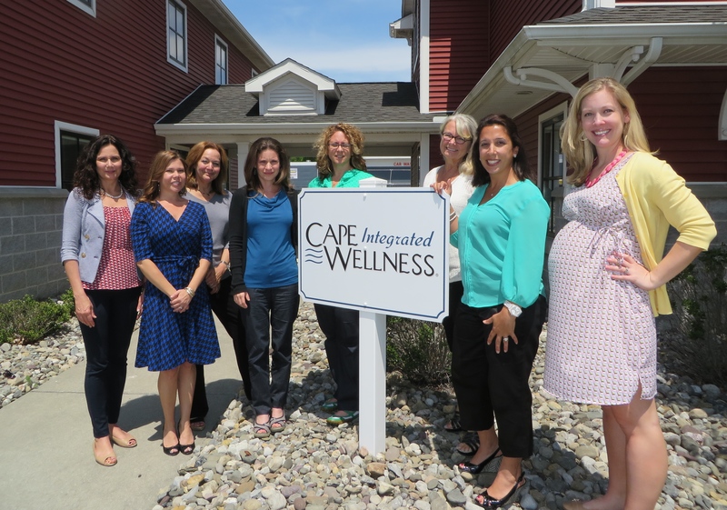 All part of an expanding team, clinicians and staff at Cape Integrated Wellness include (l-r) Susan Woodward, licensed clinical social worker; Kimberly Munez, administration; Andi Edelman, career counselor and life coach; Lauren Wisely, clinical psychologist; Candace Shutzler, occupational therapist; Nancy Backus, psychologist; Carly Miller, couples and family therapist; and Cate Evans, mental health counselor. BY MOLLY MACMILLAN