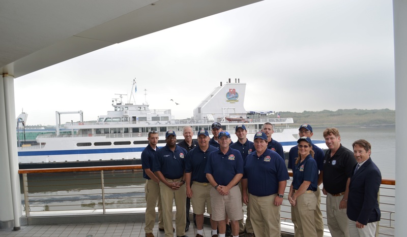 Pictured with Lower Township Mayor Michael Beck (third from far left), Councilman Jim Neville and Director of Ferry Operations Heath Gehrke (far right) are members of the maintenance crew involved in the project including Dave Oat Edward Williams, Nate Grant, Josh Hansen, Luke McCann, Bill Rickards, Michael F. Rosenberg, Joe Safaryn, Mike Trojan, Tony Rodriquez, Greg Aikens and Sue Wiggins. BY DRBA