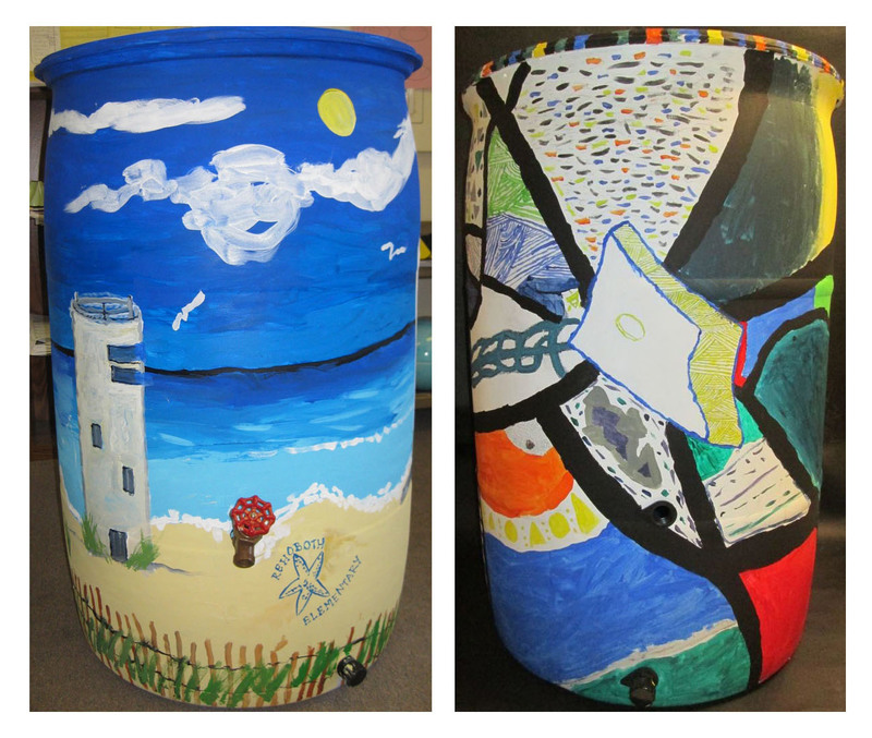 Shown left, “Protecting the Past, Present and Future” by Emily Monigle and Amy Membreno of the fifth-grade Super Scientists, Rehoboth Beach Elementary School will be placed at the school's garden. Shown right, “Barrel of Abstract” by Devin Brown, Millsboro Middle School, will be placed at MMS. SOURCE SUBMITTED