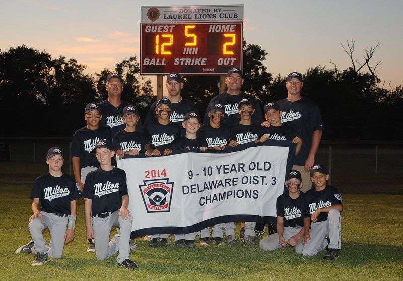 The 2014 District 3 champions are in back (l-r) coach Scot Husbands, manager Zac Crouch, coach Rusty Rauch and coach Paris Mitchell; middle, Malikye Wells, Tyler Husbands, Nick Cox, Luke Crouch, Chase Boyle, Hunter Rauch and Brian Sponaugle; in front, Austin Rhue, Paris Mitchell, Cole Carter and Timothy Hitchcock. BY DAN COOK