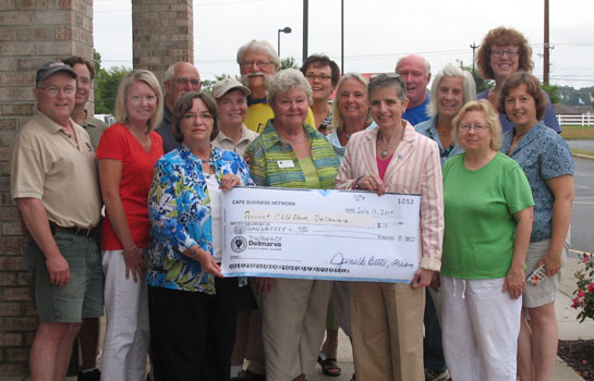 Shown at the presentation are, in back, (l-r) Danny Fisher, Delaweb Designs; Mike Dunmyer, Hot Steam Carpet Clean; Betsy Anglemeyer, Melaleuca Inc; Stanley Silverblatt, Silver Electric; Anita Broderick, Little Paws & Big Adventures; Harris Marx, Delmarva Distributing; Debby Quinn, Money Mailer; Sharyn Santel, Heritage Estate Sales; Fred Maahs, Freddie-Fix-It; Lori Bernstein, Bernstein Communications; Donna Mulder, Tax & Accounting Advisor LLC; and Bridget Weaver, Weaver Real Estate Appraisal. In front are June Betts, Bank of Delmarva; Barbara Brittingham, Caliber Home Loans; Lynn Wong, PCAD; and Donna Zetts, Donna's Touch. SOURCE SUBMITTED