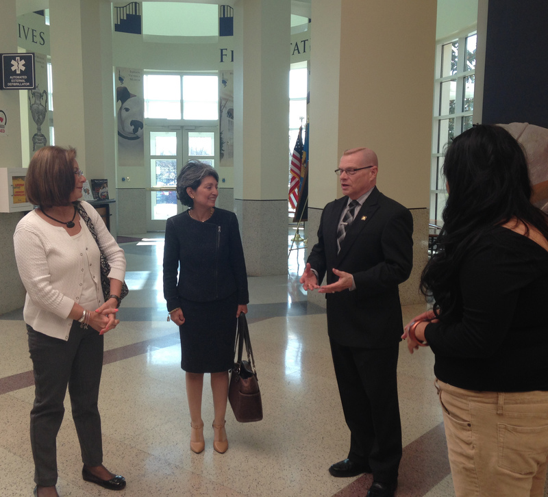State Archivist and Delaware Public Archives Director Stephen Marz greets members of the Delaware Hispanic Commission and the Delaware Economic Development Office during the first Behind the Scenes tour in Spanish. Shown are (l-r) Sonia Aguilar, Delaware Hispanic Commission co-chair; Charito Calvachi-Mateyko, Delaware Hispanic Commission co-chair; Marz; and Anna Estrada, Delaware Economic Development Office Hispanic Outreach Coordinator. SOURCE SUBMITTED