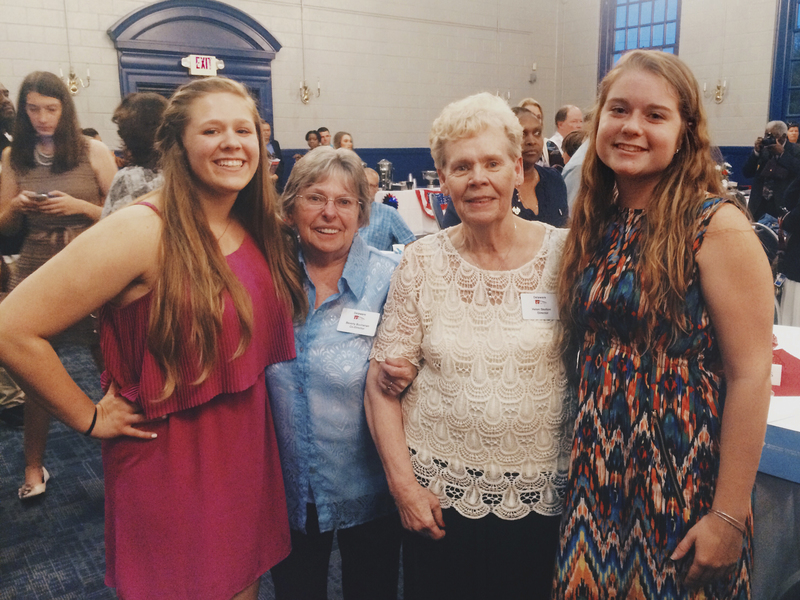 Delmarva Christian High School senior Erin Cooney represented the school at the American Legion Auxiliary’s Delaware Girls State in June. Shown are (l-r) Erin Cooney, Girls State Co-Director Beverly Buchanan, Girls State Director Helen Skelton and Sussex Tech student Mariah Lee at the Girls State Banquet. SOURCE SUBMITTED