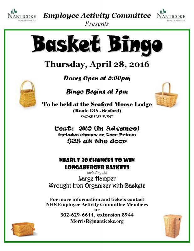 nanticokes employee activity committee to hold basket bingo cape longaberger april flyer