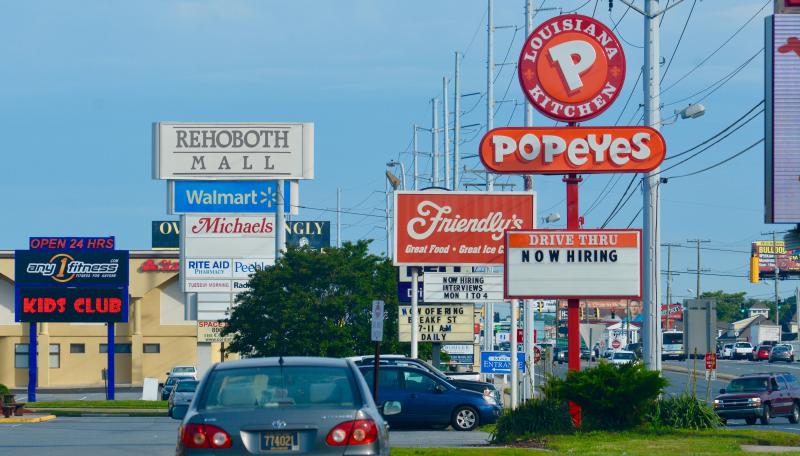 When zoning was created in Sussex County in the 1970s, the Route 1 corridor was zoned C-1 commercial, allowing for a wide variety of uses. The C-1 district has been closed and replaced with CR-1, which would be closed if county officials approve seven proposed new zoning districts. RON MACARTHUR PHOTO