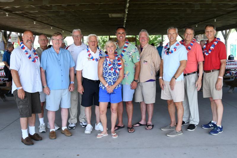 Republican office holders who attended the event are (l-r) Sussex County Sheriff Bob Lee, Republicans for Sussex Chairman Ron Sams, Sen. Gary Simpson, Rep. Harvey Kenton, Sen. Gerald Hocker, Rep. Ruth Briggs King, Sen. Ernie Lopez, Sussex County Councilman I.G. Burton, Rep. Lyndon Yearick, Sen. Bryant Richardson and Rep. Ron Gray. DAN COOK PHOTOS