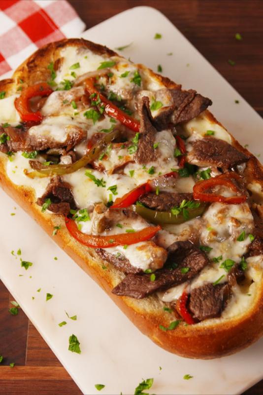 Philly Cheesesteak Cheesy Bread made with Lynchburg Tennessee Whiskey ...