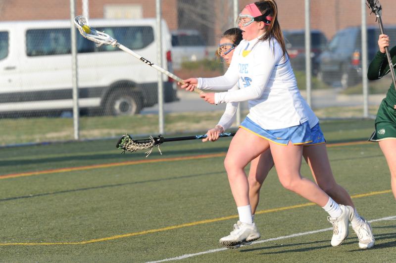 Christina Benson saves a ball from going out of bounds