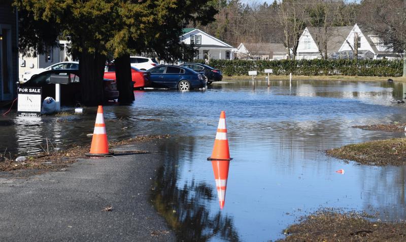 A pond has formed at the end of Albury Street in Georgetown. Residents had to deal with several flooded streets after the storm. RON MACARTHUR PHOTO