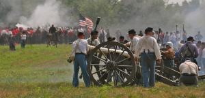 Union troops try to secure an artillery position, which was eventually overtaken by Confederate troops. The action is considered the turning point of the battle. BY RON MACARTHUR