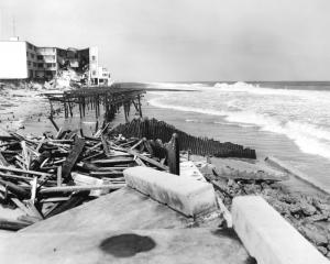 The view looking north toward the Atlantic Sands Hotel shows the devastation along The Boardwalk in Rehoboth Beach. SOURCE DELAWARE DEPARTMENT OF TRANSPORTATION