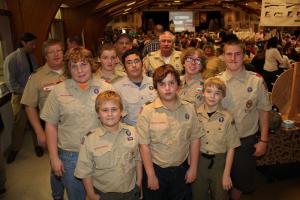 Members of the Long Neck Boy Scout Troop provided all kinds of support for the dinner. Shown in back (l-r) are leaders Mark Beachboard, George Hoffman and Scoutmaster Mick Light. In the middle are Brian Rentz, Thevor Beachboard, Elilio LaBoy, Shane Baker and Brandon Bartoloti. In front are Chris Marshall, Andrew Joseph and Jay Albright.
