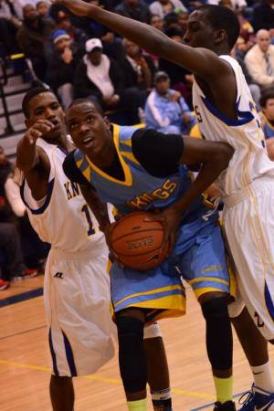 Cape forward Jon Jon Warren looks to power to the hoop. Warren tallied 16 points in the contest. BY DAN COOK