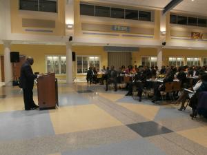 Keynote speaker Col. Joseph Bryant Jr. encouraged the audience to follow in the footsteps of Dr. King by mentoring youth and donating time and skills in volunteer work. BY MOLLY MACMILLAN