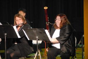 Marcy Parykaza on flute, left, and Jan Glasscock on bassoon perform a duet comprised of “Hungarian Dance #3” by Johannes Brahms and El Simpatico by Carlos Posasda arranged by John Gibson. BY STEVEN BILLUPS