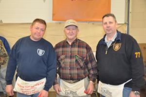 Selling raffle tickets were (l-r) Chip Stevenson, assistant fire chief; Sam Wilson, Sussex County Council; and Penuel Barrett, deputy fire chief. BY NICK ROTH