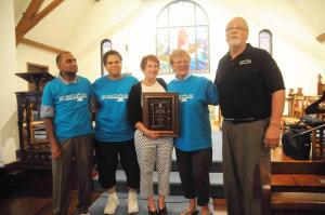 The first Spirit of Hope Caregivers Award was presented to the Sussex County Cancer Survivors Fund. The Sussex County Cancer Survivors Fund has raised over $101,000 and donated the funds to the Tunnell Cancer Center for patients' special needs. Shown are (l-r) Dr. Srihari Peri, Cancer Fund members Betty Streett, Bevann Kubala, Tunnell Cancer Center Executive Director Cherrie Rich and Cancer Fund member Neal Kubala. Not shown is Cancer Fund member Kenny Hopkins. BY STEVEN BILLUPS
