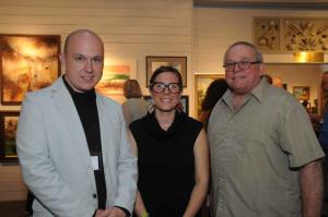 Shown at the reception are (l-r) John Mosher, RAL exhibitions manager; Elizabeth Kaufman, members exhibition judge and director of galleries and assistant professor of art and art history at Salisbury University; and Lee Wayne Mills.