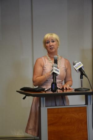 Representative Ruth Briggs-King tells board members and representatives, "This goal was focused on education and educational choices."