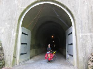 The Great Allegheny Passage tunnels through Big Savage Mountain. Here's the western entrance to the 3,300-foot tunnel. The tunnel is closed in the winter, to keep out bears and other creatures.