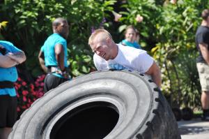 Jed Thomas of Indiana placed second in the tire flip, but eventually went on to win the teen national event for the second straight year. BY NICK ROTH