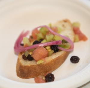Milford's Abbott's Grill chef Paul Gallo and sous chef Joe Bekeshka created a watermelon, vegetable bruchetta. BY DENY HOWETH