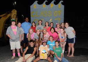 The Class of 2017 are trying to take top honors in the Spirited float category. Shown are (back l-r) Jack Albertella, Ms. Amy Garver, Jaso Lopez, Julianna Marsh, Tom Heffernan, Izzy Cryne, Olivia Wilson, Taylor Knotts, Genna Burton, and Ms. Amy Powers and (middle row l-r) Taylor Jefferson, Hannah Derrickson, Lorinne Lemaire, Aileen Tekmen, Marissa Legates and (sitting l-r) Eric Stancofski, Cory Lawson, Shea Sugrue and Brenden Kane. BY DAN COOK