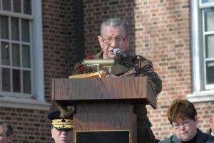 Former Delaware state Rep. and WWII veteran the Hon. Jerome Unruh gave the keynote address. Unruh shared his story of crossing the Rhine River near Düsseldorf, Germany, with a forward patrol. Most of the 12 fellow servicemen were shot, but Unruh survived for five days in a small boat. He was eventually taken in and hidden from the Germans by a local family. BY STEVEN BILLUPS