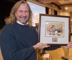 Local wildlife artist Richard Clifton presented the American Wigeon, a 2013 Delaware Duck Stamp, for live auction. BY DENY HOWETH