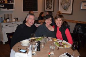 Skate Project supporters (l-r) Steve Roberts, Kim Furtado, and Jill Roberts enjoy a meal at Henlopen City Oyster House. The restaurant's fundraiser brought $800 to the Epworth Skate Project. SOURCE SUBMITTED