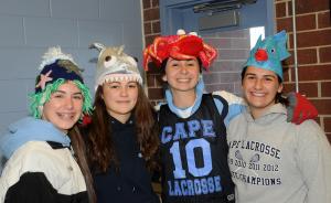 Sea creature hats were worn by (l-r) Kaitlyn Klabe, Izzie Cryne, Coryn Cannon and Lindsey Voss. BY DAN COOK