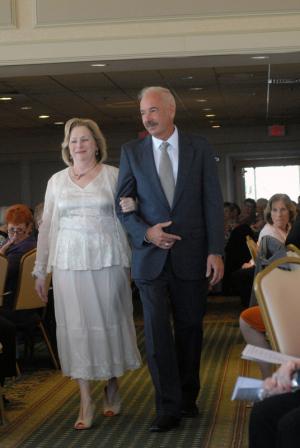 Sally Horvath, escorted by loyal VIA supporter Robert Sessa, wears an April Cornell ensemble provided by Josephine’s Daughter in Rehoboth Beach. BY STEVEN BILLUPS