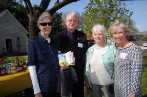 Enjoying the perfect weather at the historical complex are (l-r) Bonnie Bainbridge; Dr. G. Ray Thompson, Nabb Center executive director; Angie Rummel; and Peggy Genvert, Nabb Center board member and lecturer.