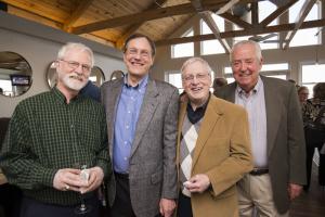 Sharing stories are (l-r) board member Ron Kerchner, John Robbert, Tom McCormack and former board member Carl Mantegna. BY DENY HOWETH