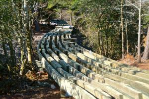 This section of boardwalk, not far from the new Herring Point parking lot, is ready for decking. BY RON MACARTHUR