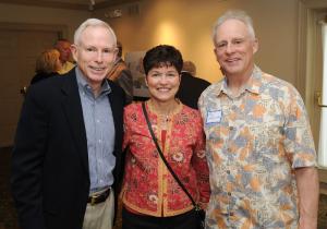 Supporting the library are (l-r) John Schroeder, his wife Sue, and brother Rob. The Schroeder family will host an art exhibit and sale of paintings to benefit the library this September. COURTESY GREATER LEWES FOUNDATION