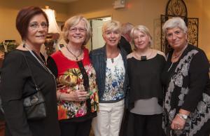 VIA members (l-r) Irene Paonessa, Ellen Roney Hughes, Jeanne Fox, Pat VanAcken and Diane Clark pose during the soiree. BY DENY HOWETH